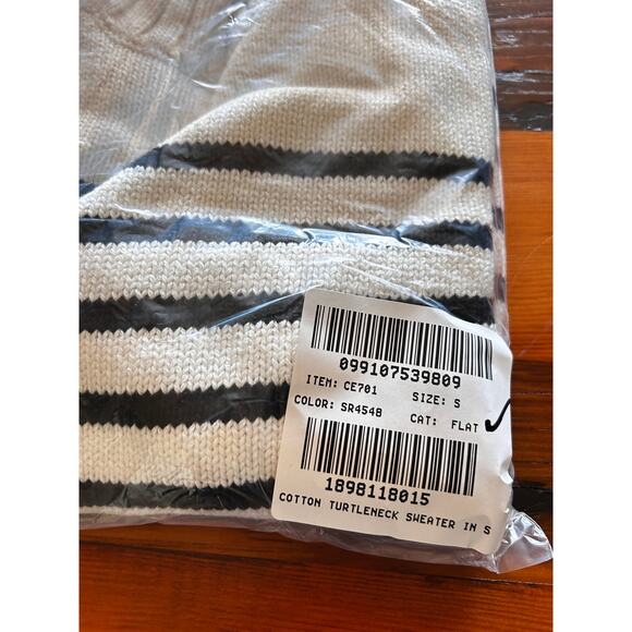 J Crew Cotton Turtleneck Sweater S White Stripe Black NWT CE701 J.Crew Capsule - Picture 5 of 5